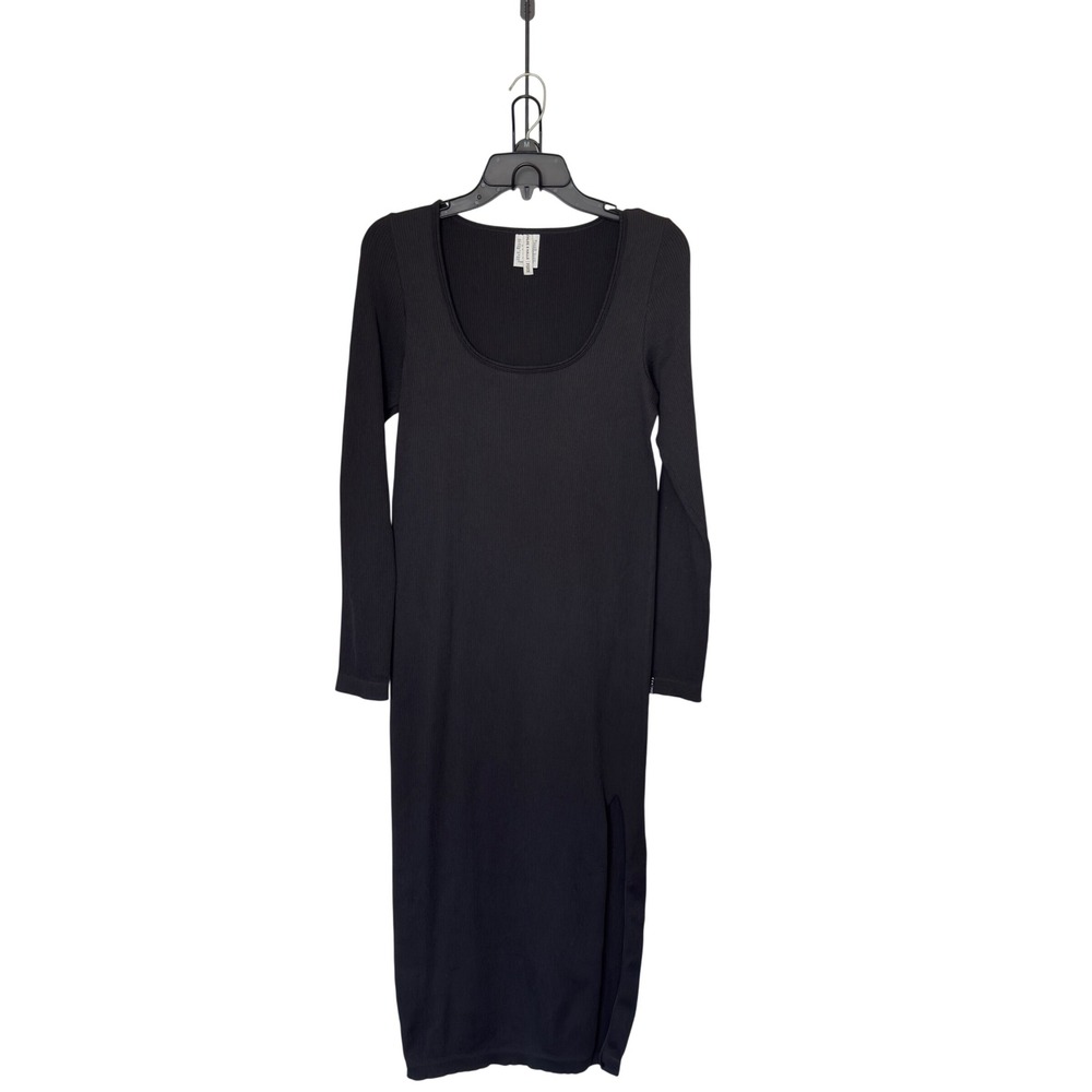 Chloe X Halle PINK Black Large Long Sleeve Ribbed Midi Dress Mob Wife, Y2K - Picture 3 of 9